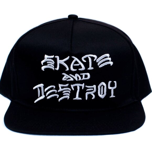 Thrasher Skate and Destroy Hat embroidered Flat Brim Snap Adjustable Adut Black - Picture 1 of 2